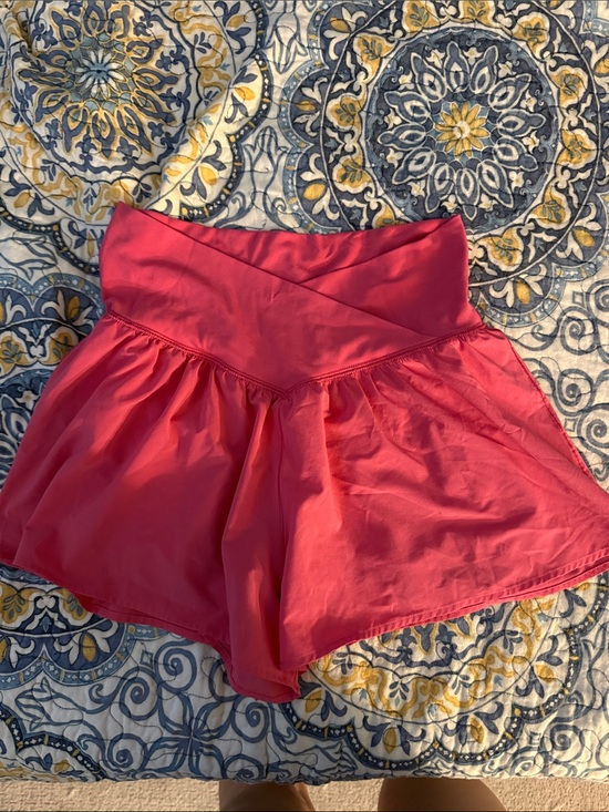 aerie Pants - aerie Coral High-Rise Flared Athletic Shorts